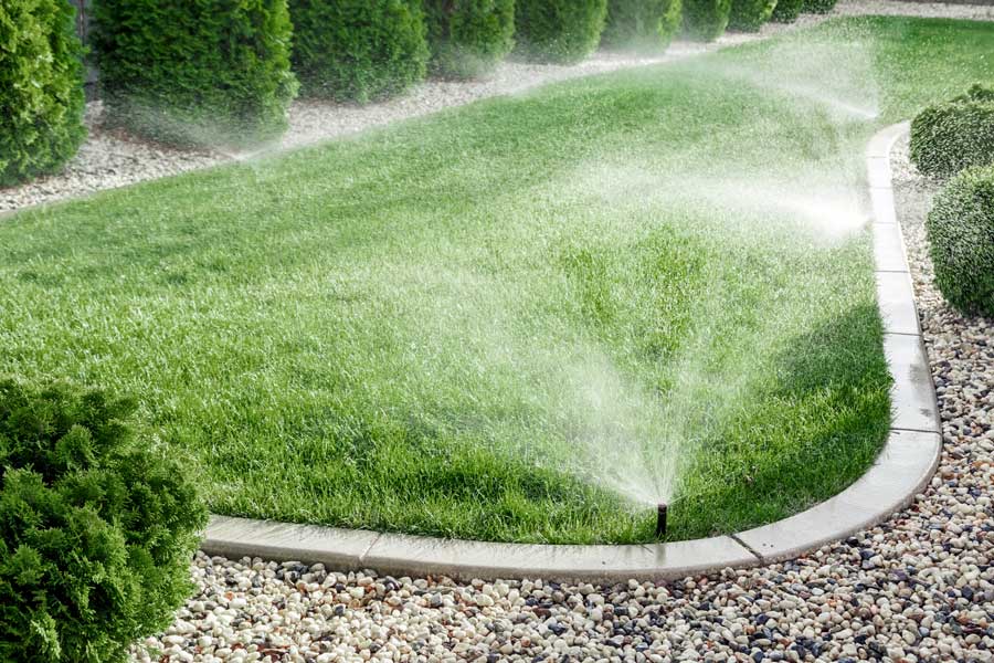 gazon kiezels watersproeiers